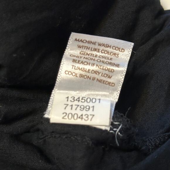 J.Jill Black Embroidered Maxi Skirt XL Crinkle Peasant Boho Elastic Waist Lined - Picture 9 of 9